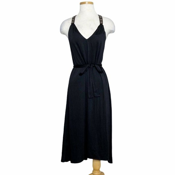 Hunter Dixon Dresses & Skirts - Hunter Dixon Black Midi Racerback V-Neck Dress